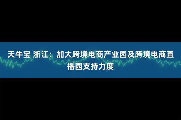 天牛宝 浙江：加大跨境电商产业园及跨境电商直播园支持力度